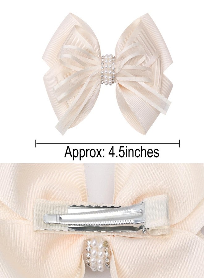 ZOLYCO 4.5-Inch Hair Bows Alligator Clips Delicate Pearl Hair Accessories for Girls, Toddler, Kids and Women Daily Dress Up Birthday Wedding Christmas Occasions- Set of 2 - Image 4